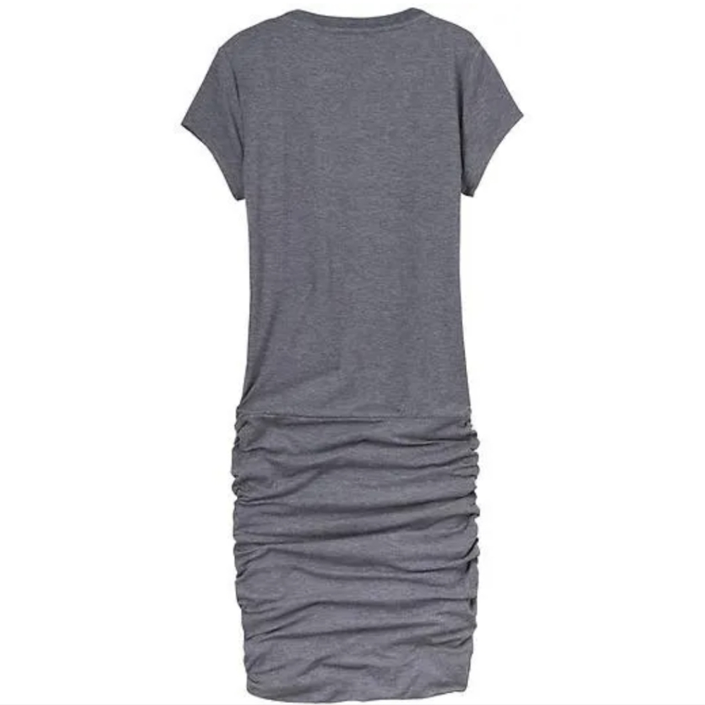 Athleta Tee V Neck Exercise Grey Heather Ruched Mini Dress Size XS - Picture 2 of 8